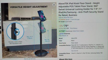 AboveTEK iPad Or Tablet Kiosk Floor Stand