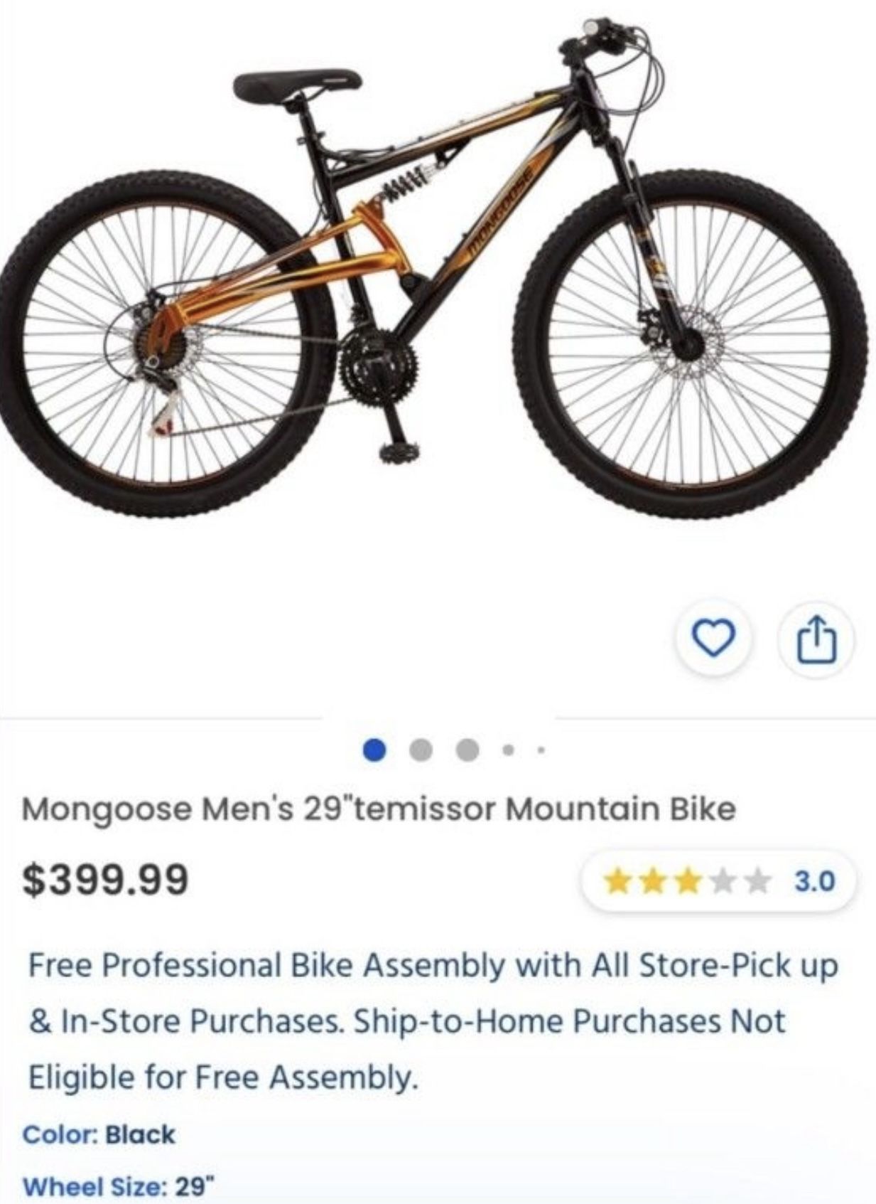 Disc Brakes Mongoose Men's Temissor Mountain Bike LIKE NEW
