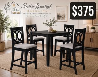 Black Dining Table with 4 Chairs