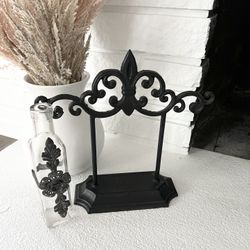 Glass Decorative Vase With Metal Flower