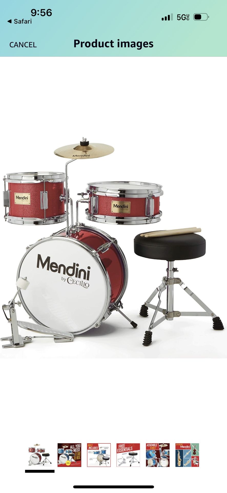 RED Mendini By Cecilio Kids Drum Set