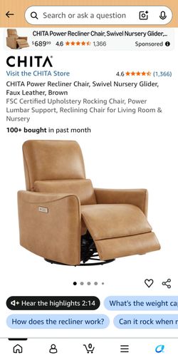 Chita Power Recliner Chair & Swivel Nursery Glider