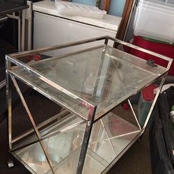 LARGE Glass Rolling Bar Cart