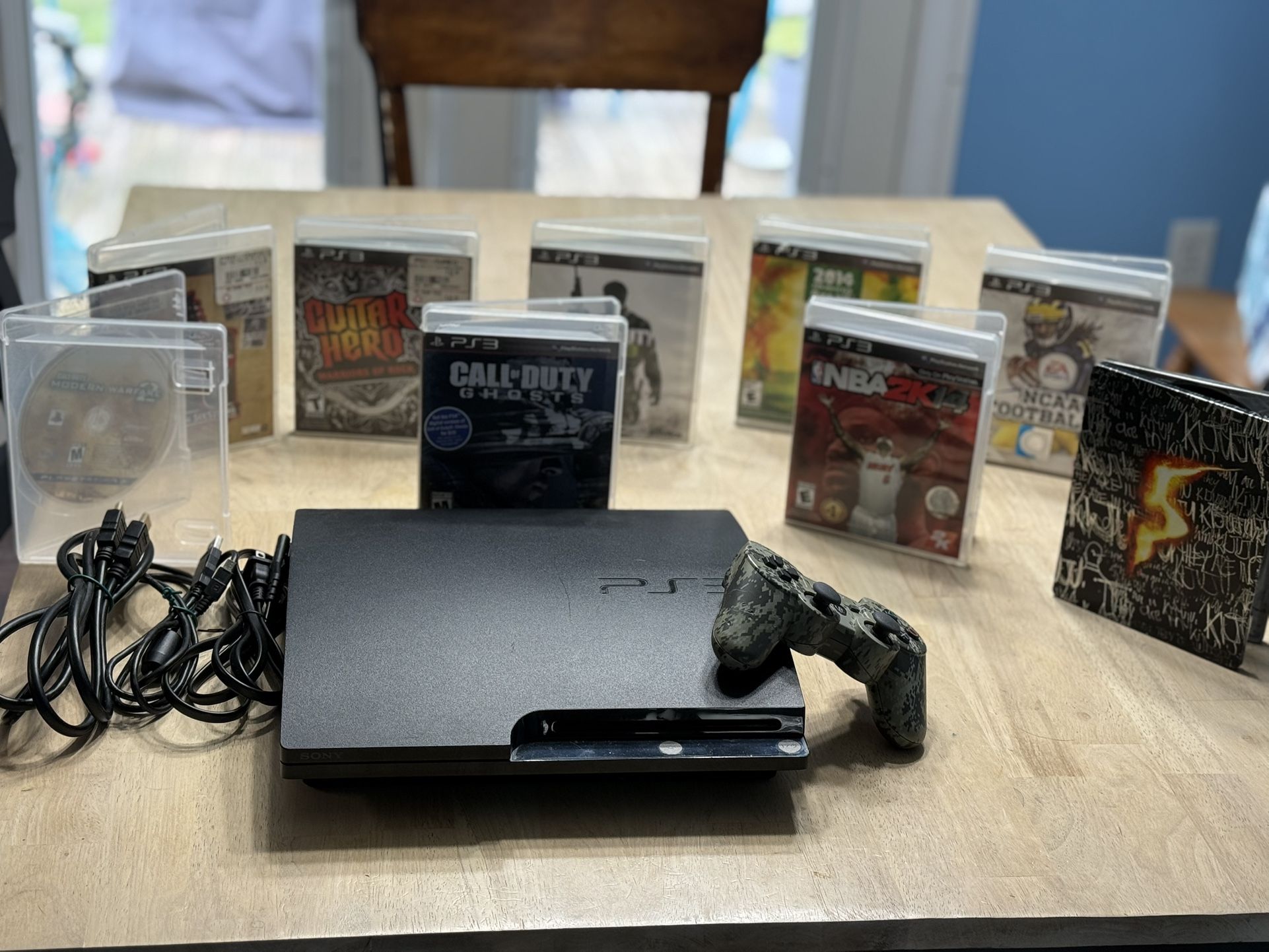Sony PS3 Slim Console Bundle with Controller + 9 Games