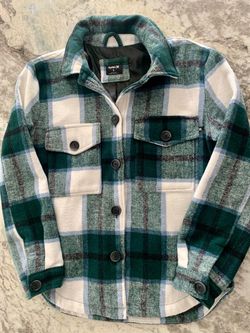 Hurley Green and Cream Plaid flannel Button-Up Jacket
