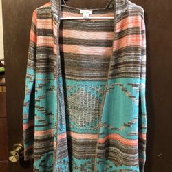 Hooded Cardigan With An Aztec-pattern