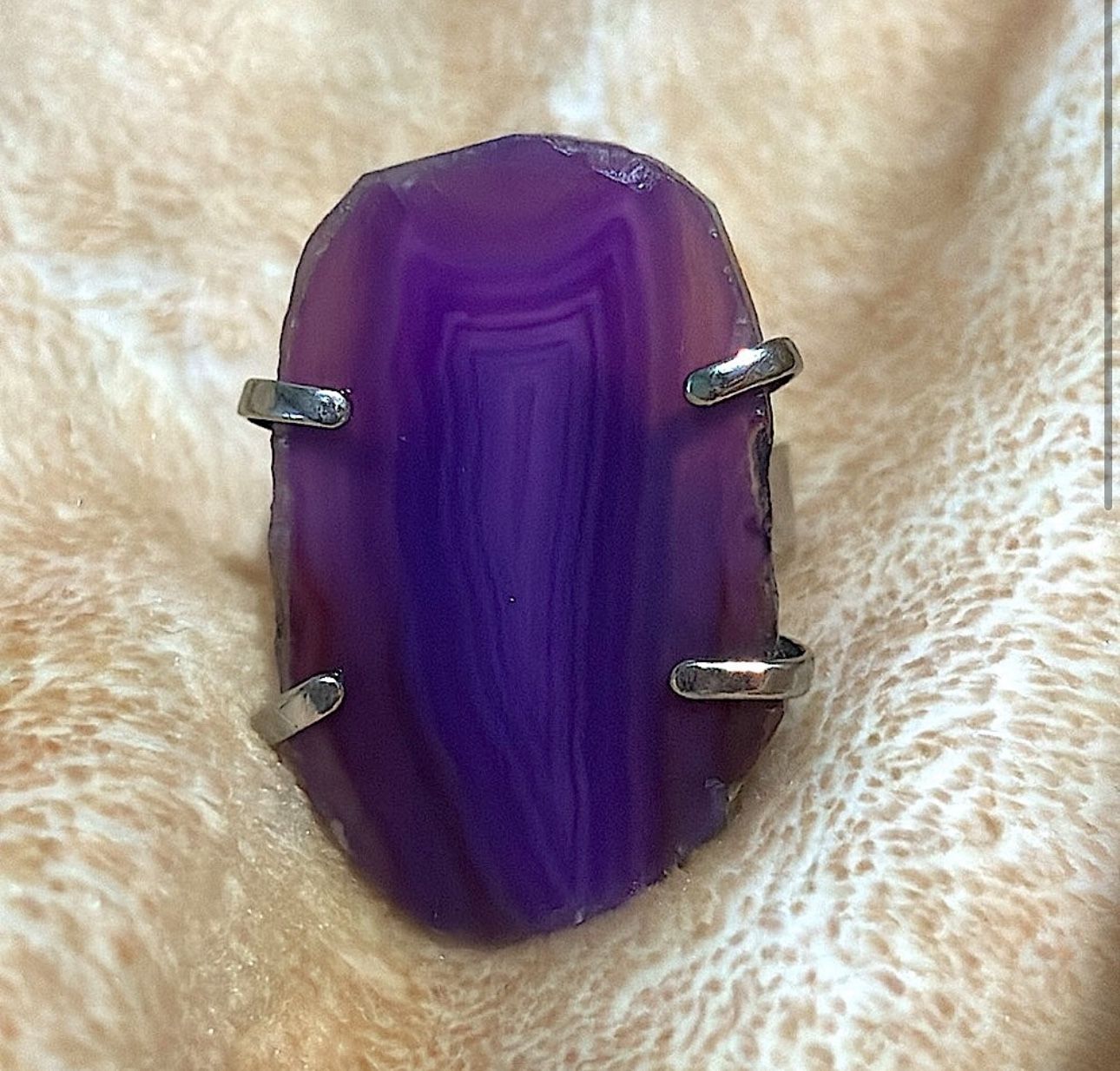 Silver with Purple GemStone Boho Ring