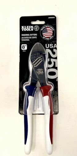 Klein Tools 250th Anniversary Diagonal Cutters 8" USA Red White Blue Handle
