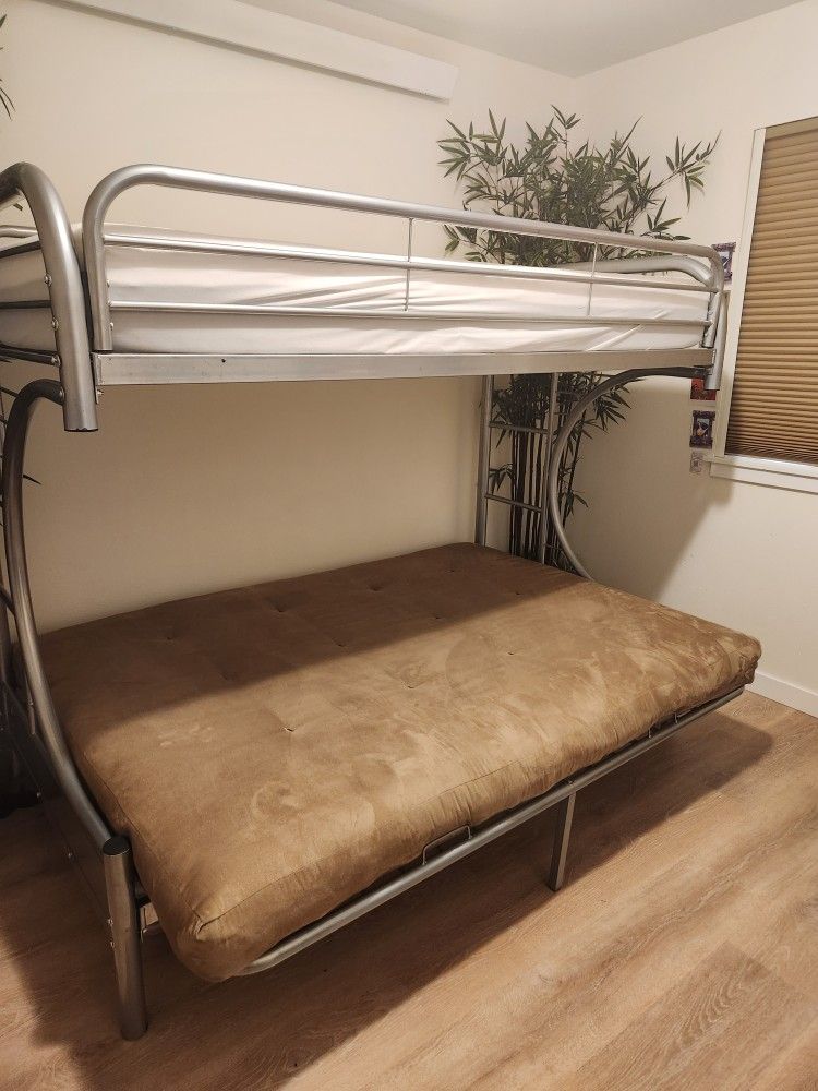 Twin BUNK BED over FULL FUTON. 