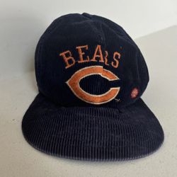 Vintage 80s Chicago Bears Snap Back Corduroy Shell Adjustable Hat  