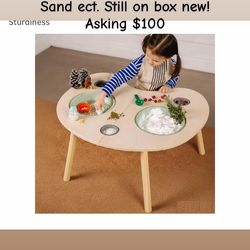 ComfyBumpy Montessori Sensory Table for Toddlers - Multi-Play Wooden Activity Table with 5 Bins & Lids for Sand ect. Still on box new!