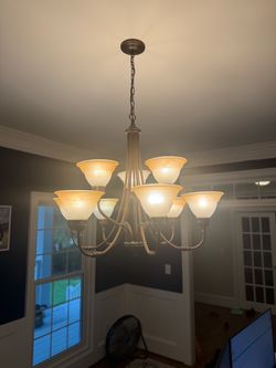 Beige and bronze chandelier