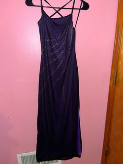 Purple Rhinestone Formal Maxi Dress