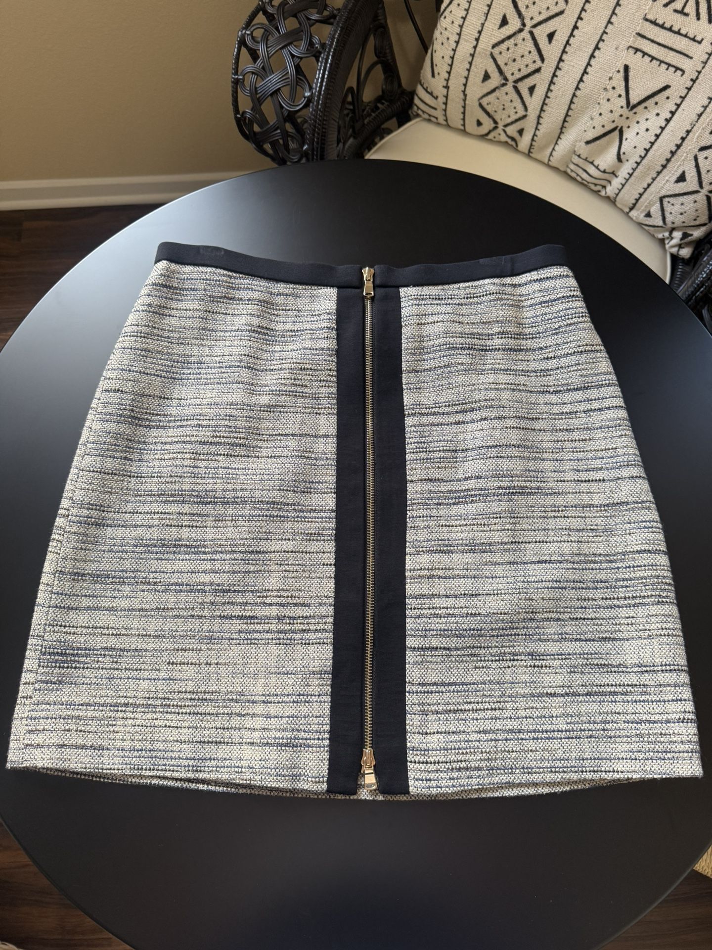 Metallic Zipper Front Skirt 