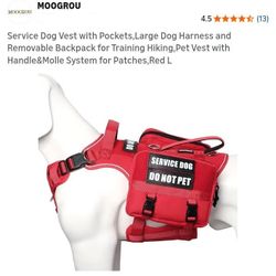 NEW LARGE SERVICE DOG VEST WITH POCKETS