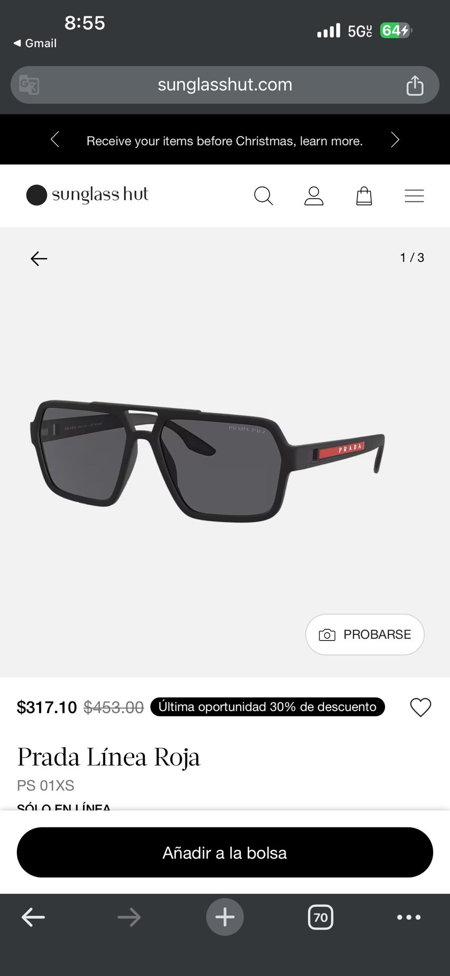 Lentes Prada Línea Rossa PS 01XS 100%