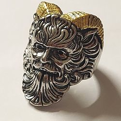 **CONDITION: NEW**ART HANDMADE**BRASS/ GOLD/SILVER  PL. (19.2 Grams) RING**SIZE:10**