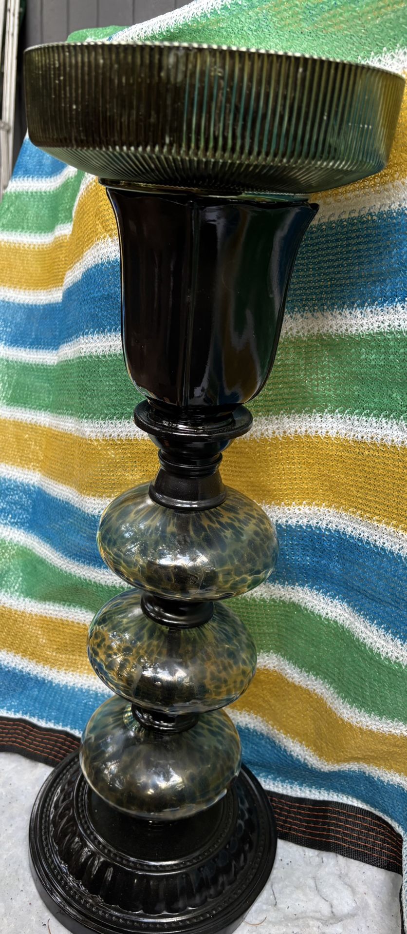 Green & Black Birdbath Yard Decor