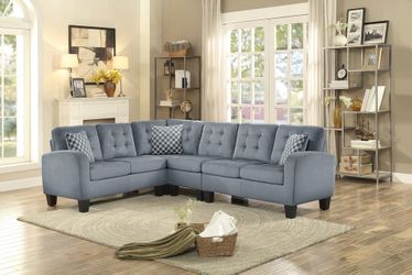 Brand new 107" x 84" grey linen sectional