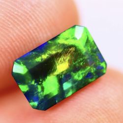 1.52Ct Welo Black Opal Polished - Ethiopian Opal - Rectangle Faceted