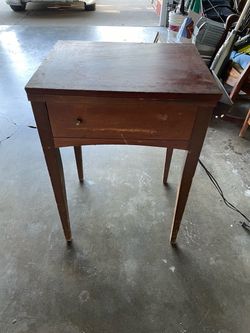 Vintage Wood Side Table with Drawer