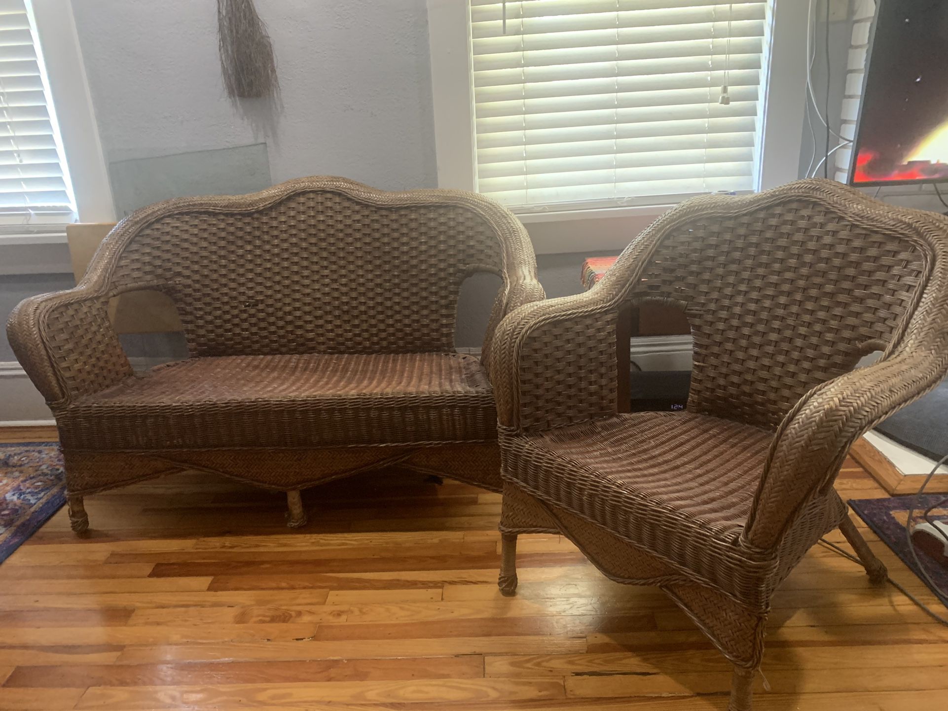 Wicker Loveseat And Chair