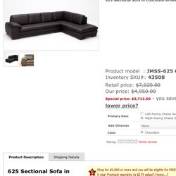 J&M Top Quality Leather Sofa Brown