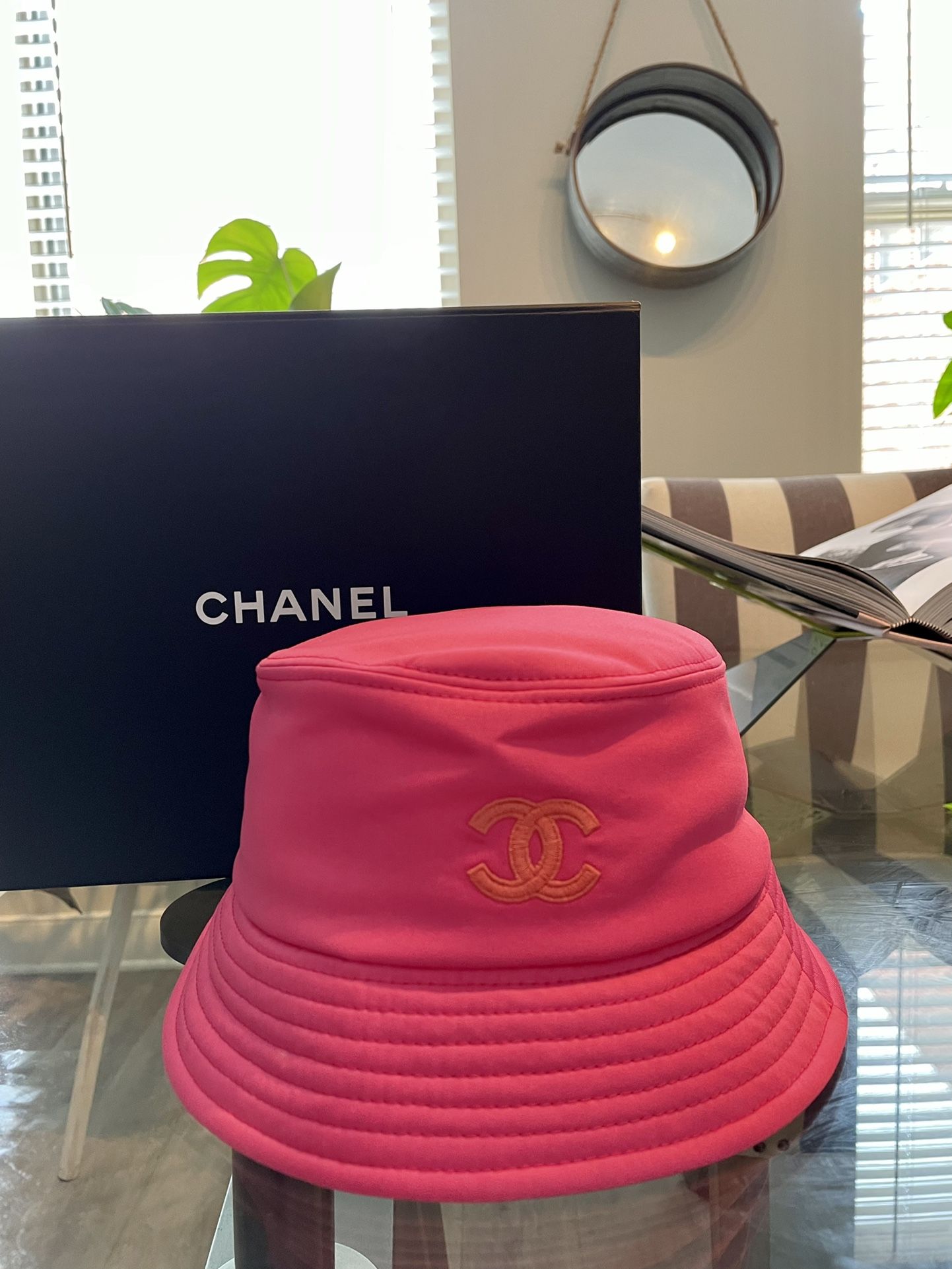 Brand New Chanel (Never Worn) Bucket Hat In Fuchsia/Pink, Size Large