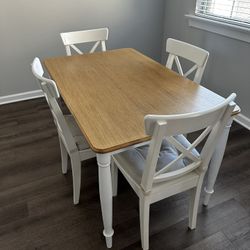 Dining table and four chairs