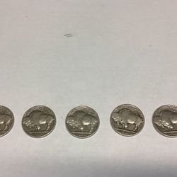 Set of 5 Buffalo Nickels 1-1935 1-1936 3-1937 