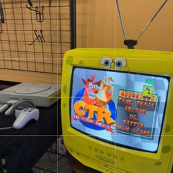 SpongeBob CRT TV with PLAYSTATION 1