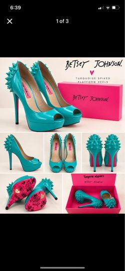 Betsey Johnson Turquoise Spiked Platform Heels