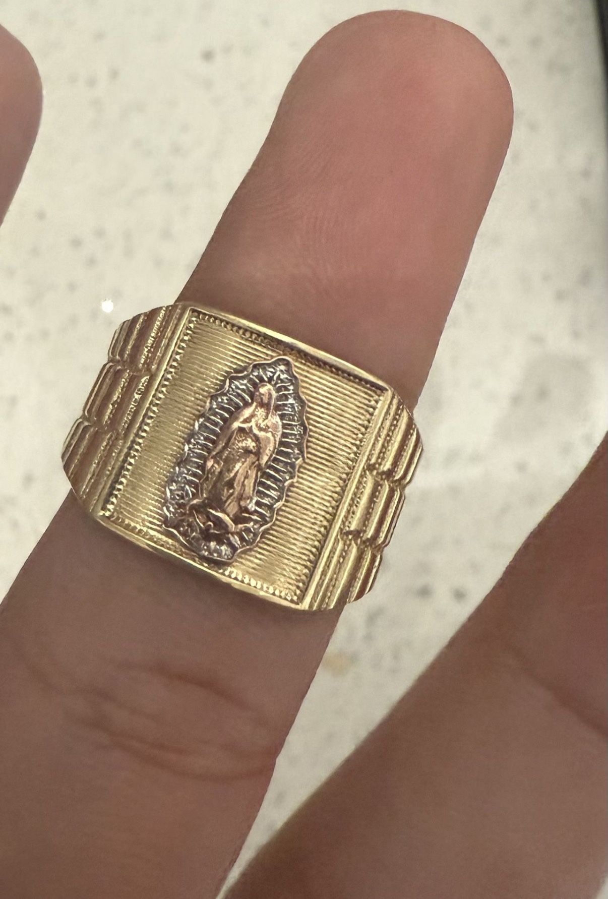 14k Tri Tone Virgin Mary Ring