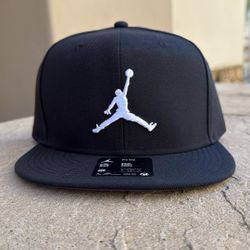 New Nike Air Jordan Pro Cap Hat SnapBack Black White Flat Bill L/XL