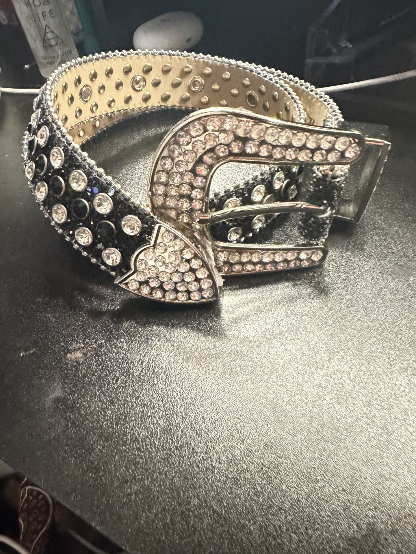 38 inch Black Rhinestone Belt