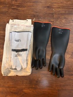 DEL Electrical Insulating Rubber Gloves with Leather Protectors