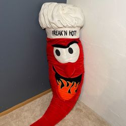 Giant 66” Giant Red Hot Chili Pepper Plush Freak N Hot Chef Hat Flaming Mouth Six Flags