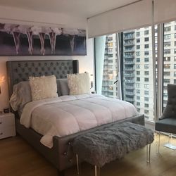 Wayfair Grey Tufted Queen Bed Frame