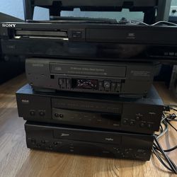 Lot of VCRs being sold for parts or repair.