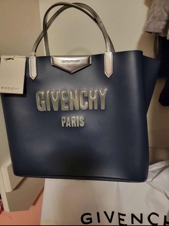 Nwt Givenchy Navy Leather Tote Purse Handbag Luggage Large