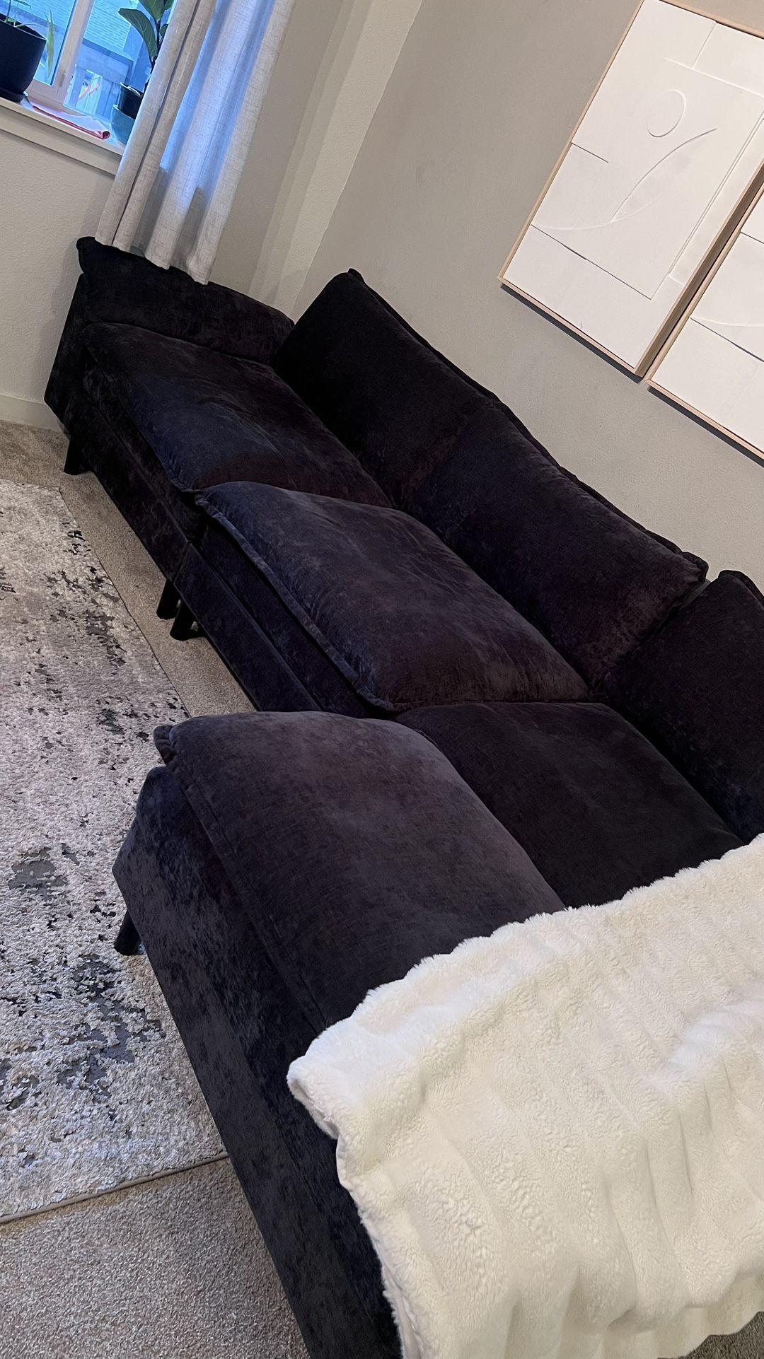 Black Chenille Couch MUST GO ASAP