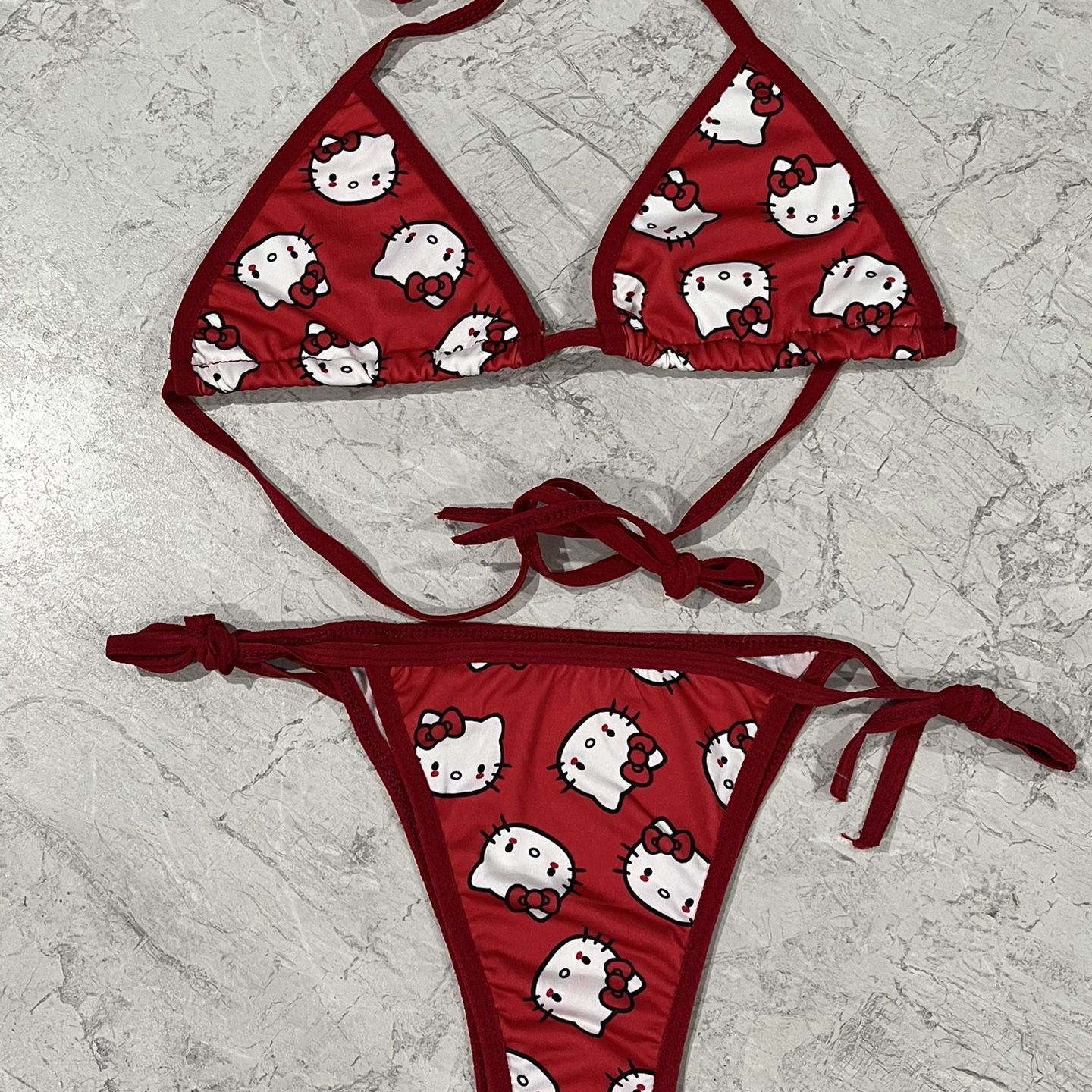 Red Hello Kitty Two Piece Bikini Swimsuit