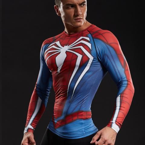 New With Tags Spiderman Superhero Shirt Costume Dress Up Rash guard