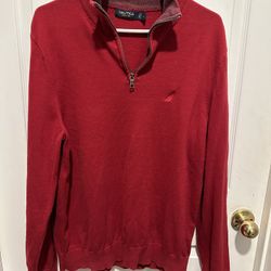 Nautica Quarter Zip Season Red Pullover Jacket (L)