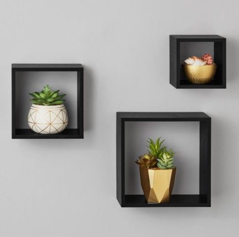 Square Floating Wall Shelves, Set of 3