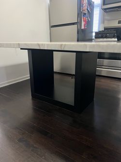 Table with Marble Top and Black Base
