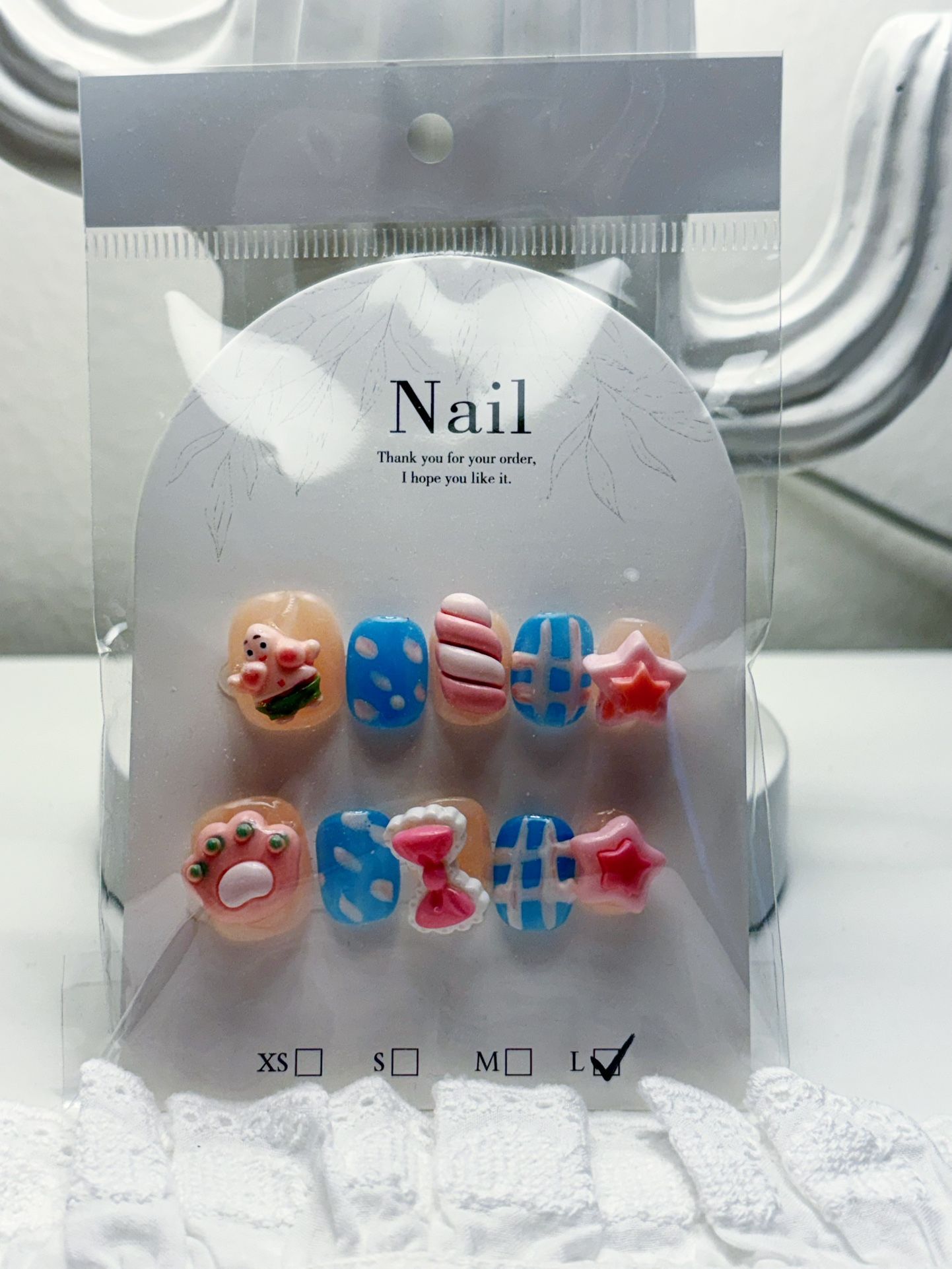 Size large push on/press on nails