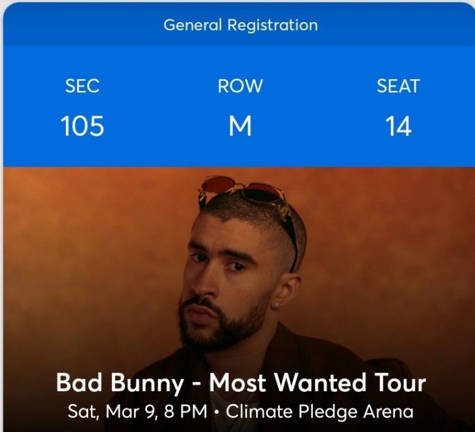 1 Bad Bunny Ticket for Seattle