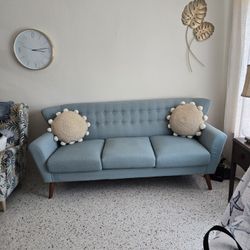 Coastal Blue Button Back Sofa