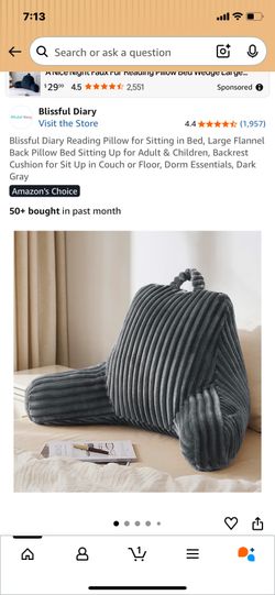 New In Box Gray Reading Pillow